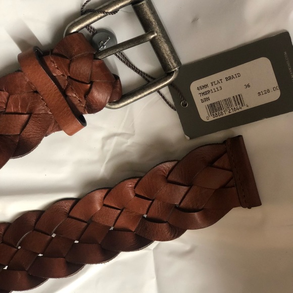 7 for all Mankind braided brown real leather belt size 36 mens - Picture 3 of 5